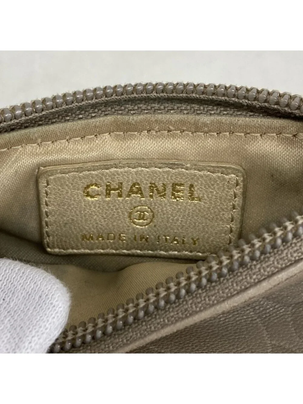 Chanel Coin Purse Camellia Lambskin Beige Gold